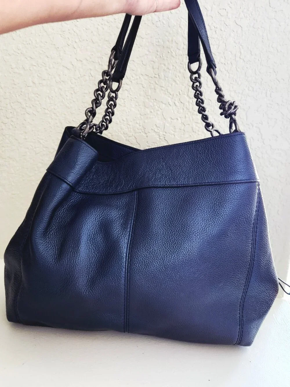 Like New Coach Lexy Midnight Metallic Blue Shoulder Bag Purse